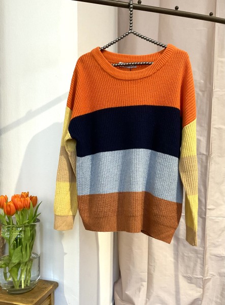 Pullover/Sweater orange/blue Stripes